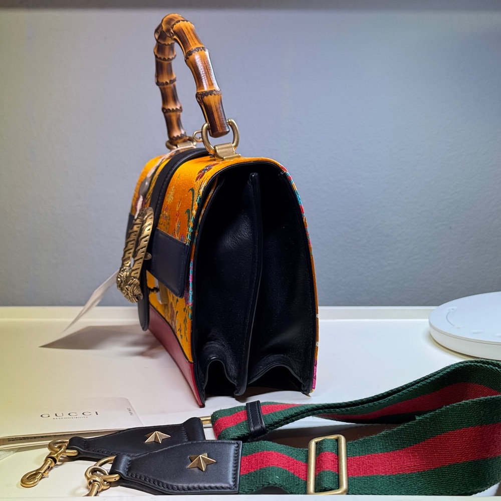 Gucci Orange Floral Shoulder Bag with Bamboo Handle RARE LIMITED EDITION - NEW!! - Picture 4 of 9